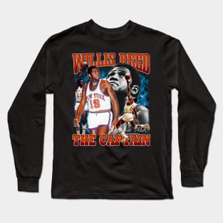 Willis Reed The Captain Basketball Legend Signature Vintage Retro 80s 90s Bootleg Rap Style Long Sleeve T-Shirt